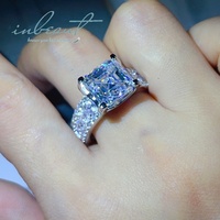 Bague en argent 925 avec moissanite couleur D étincelante, taille Asscher brillante de 5 carats, testée et approuvée, pour femme, bijoux fins