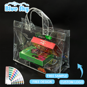 Großhandel transparente <span class=keywords><strong>PVC</strong></span> Einkaufstaschen Verpackung-wasserdichte Kunststoff-Geschenkt üten für Lebensmittel mit benutzer definierten Logo-Druck - Product Image 2