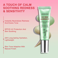 Crème CC hydratante apaisante et correctrice des rougeurs à la Centella, résistante à l'eau, naturelle et douce, pour OEM/ODM