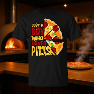 T-shirt promotionnel Just a Boy for Who Loves Pizza - Product Image 3