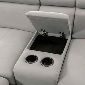 Canapé d'angle modulaire en tissu gris NOVA avec lit escamotable et appui-tête réglable, canapé-lit moderne pour salon - Product Image 4