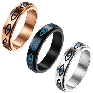 Fashionable Stainless Steel 18k Gold Plated Rotational Anti Anxiety Rings Jewelry