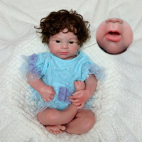 Poupée réaliste bébé nouveau-né en silicone, cheveux bouclés bruns de 18 pouces, jouet doux pour fille, corps entier, anti-stress, faite à la main + accessoires, cadeau
