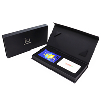 Emballage personnalisé en carton rigide en forme de livre noir, boîte cadeau magnétique pour carte VIP, emballage avec insert