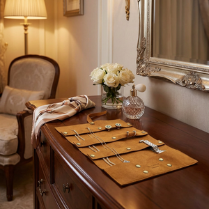 Custom Logo Luxury <b>Jewelry</b> Organizer <b>Roll</b> High Quality Microfiber Velvet Lining Foldable <b>Travel</b> Storage <b>Jewelry</b> Pouch - Product Image 4