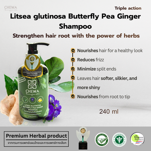 Champú Litsea Glutinosa Butterfly Pea Ginger 240 ML, Mezcla para el Cuidado del Cabello con 3 Extractos Herbales, Hecho en Tailandia - Product Image 5