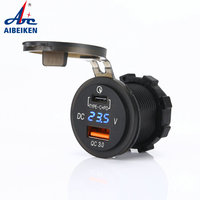 Prise QC3.0 ON/OFF avec Voltmètre Rouge, Chargeur USB pour Moto, Chargeur USB Type C pour Téléphone, GPS, Caméra