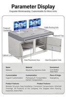 Console de salle de surveillance 1200*900*750mm, section unique, poste de travail incurvé sur mesure pour la direction et le contrôle centralisé des centres de commandement