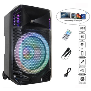 1500w15 "chuyên nghiệp DJ/PA hoạt động Loa di động hệ thống âm thanh karaoke ngoài trời Bộ + Ánh sáng + FM + Mic + Đứng + RC bocina parlante - Product Image 4