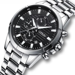 Men Watch Stainless Steel Chronograph Watches for Men 30M Waterproof Date Analog Quartz Business <b>Clock</b> - Product Image 4