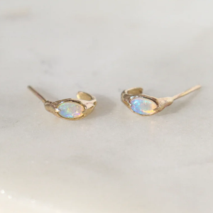 Fine Jewelry Earrings Sterling <strong>Silver</strong> <strong>Small</strong> Stone <strong>Hoop</strong> for Women 14k Gold Plated Open Natural Opal <strong>Hoop</strong> Earrings - Product Image 4