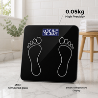 Pèse-personne numérique de salle de bain, plateforme compacte et robuste, pieds antidérapants, miroir en verre, affichage LED, grande capacité