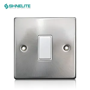 Metal Switch Silver Color 1 Gang Switch Satin Electrical Wall Lighting Switch
