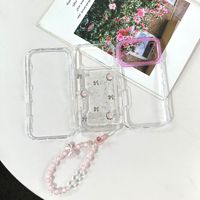 Coque transparente 3D en métal avec décoration lune et étoiles scintillantes, et bracelet perlé assorti, cadeau pour filles, pour iPhone 18 17 16 Pro Max