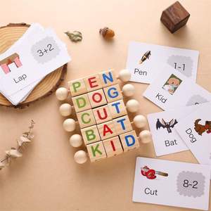 Niños cubo bloques letras cubo aprendizaje cognitivo juego tarjetas inglés ortografía <span class=keywords><strong>palabras</strong></span> Digital juguetes de madera - Product Image 1