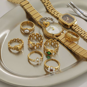 Bague Montre en Acier Inoxydable 316L Plaqué Or 14k 18k Anti-ternissement avec Zircon Tendance pour Femme - Product Image 4