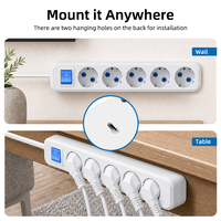 PHEIYON Multiprise murale européenne 5 prises avec interrupteur principal 16A 3680W, prise Schuko, pour hôpital, bureau, poste de travail, CE