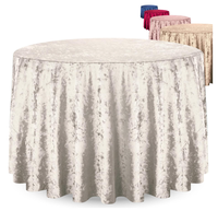 Élégante nappe ronde blanche crème de 70 pouces en velours écrasé durable avec une belle dentelle pour un usage domestique