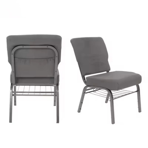 Silla de Auditorio Acolchada Apilable de Metal con Logotipo Personalizado al por Mayor, Económica, con Estante para Libros, para Teatro e Iglesia - Product Image 4