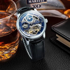 Forsining classico <span class=keywords><strong>orologio</strong></span> da uomo scheletro automatico Tourbillon orologi da uomo di lusso con cinturino in pelle lune fase <span class=keywords><strong>orologio</strong></span> meccanico - Product Image 4