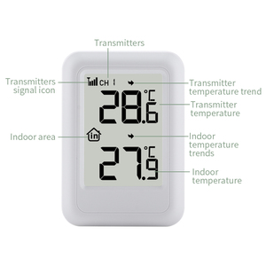 Ft0401 Mini kỹ thuật số trong nhà/ngoài trời Nhiệt kế 330 feet 100m LCD hiển thị Nhựa nhiệt độ Monitor cho nhà bé phòng - Product Image 3