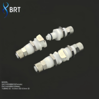Raccord hydraulique rapide en métal BRT pour tube de 10 mm de diamètre extérieur et 8 mm de diamètre intérieur, en plastique PTF, sans ferrule, pour Polytube
