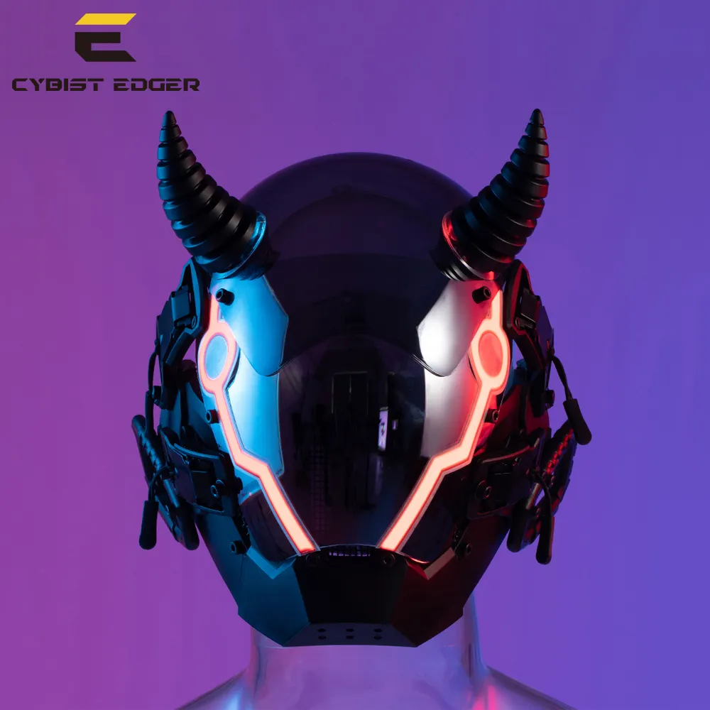 CYBER12-S Cyberpunk-Maske führte verstellbares Gummiband-Design Perfekt für Partys, die für jede futuristische Airsoft-Maske für Erwachsene geeignet sind