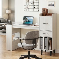 Bureau d'ordinateur minimaliste blanc avec options de rangement amples et étagères latérales pour la maison et le bureau - Vente en gros usine
