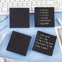 Bloc-notes autocollant créatif noir minimaliste, notes adhésives en papier de couleur unie mignonnes pour étudiants