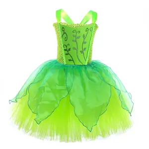 Grüne Prinzessin Flauschiger Rock Kinder Rollenspiel Performance Kleidung 3 Jahre altes Mädchen Kleid Party Wear Kleinkind Mädchen Kleider