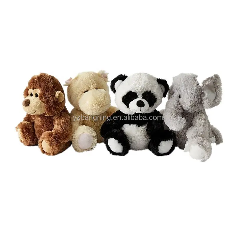 Custom Wholesale 8 Inch Mini Fluffy Monkey /Panda /Hippo / Elephant Stuffed Animals Recycled MaterialPlush Toy Manufacturer
