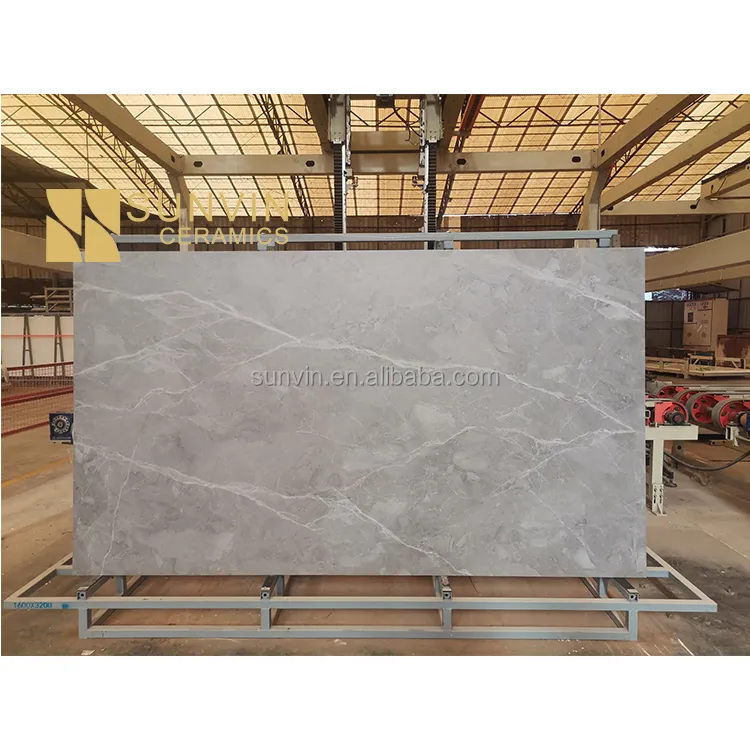 Piedra sinterizada Beige Piso gris Paneles de piedra sinterizada de 2800mm Losa de mármol para pared de armario Losa de piedra sinterizada