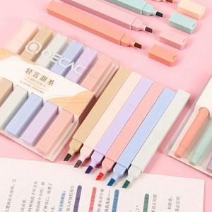 Surligneurs en gros OEM personnalisés, mignons, 6 couleurs pastel Morandi, pointe oblique, pour usage promotionnel en vrac - Product Image 2
