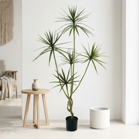 OH ARTS Plantes et verdure artificielles au toucher réel, Arbre Dracaena Marginata, Faux Arbre du Dragon de Luxe, Plante en pot multi-tiges