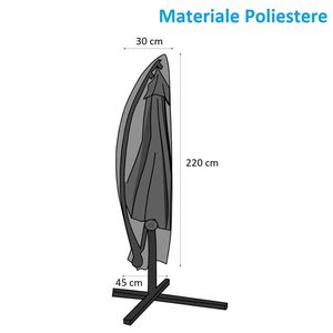 Copertura Protettiva per Ombrellone a Braccio 30/45x220 cm in Poliestere Impermeabile con Occhielli e Cerniera - Product Image 2