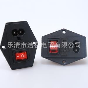 Prise de courant Jiyue AC-01, 1 sortie, 6A 125V, sans mise à la terre, matériau ABS, prise en forme de 8 avec voyant lumineux rouge - Product Image 1