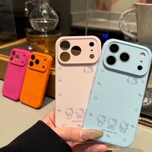 เคสโทรศัพท์มือถือลายการ์ตูนคิตตี้สีพื้นน่ารัก สำหรับ iPhone 17 air 16 15 pro max  วัสดุซิลิโคน พิมพ์ลาย UV  ลายการ์ตูน  ฝาหลัง - Product Image 2