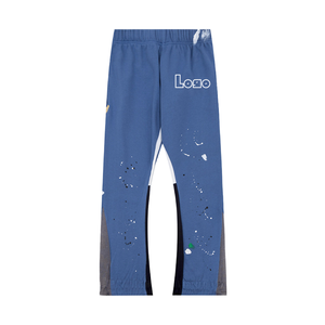 Erkek özel yüksek kalite Casual Flared Jogger eşofman altları elastik kemer Mens yığılmış Flare Sweatpants erkekler için - Product Image 3