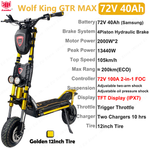 Batería Original Kaabo Wolf King GTR Max 72V 40Ah, Motor Dual de 2*2000W, Potencia Máxima de 13440W con Pantalla Central, Wolf King GTR Max - Product Image 6