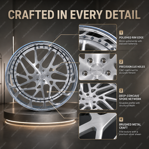 Jantes forgées à profil profond concave 20 21 22 pouces, couleur argent platine, 5x112 5x130 CB66.5 74.1, compatibles avec les SUV de luxe allemands et les berlines performantes - Product Image 3