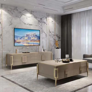 <span class=keywords><strong>Meuble</strong></span> <span class=keywords><strong>TV</strong></span> moderne en acier inoxydable doré avec plateau en marbre, <span class=keywords><strong>meuble</strong></span> <span class=keywords><strong>TV</strong></span> de salon avec tiroirs - Product Image 4