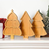 Houten Kerstboom Schotels Dessert Gedroogd Fruit Snacks Schaal Kerst Serveerschaal voor Feest 2026 Bamboe Serveerschaal