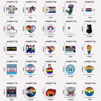Lot de badges en métal émaillé en forme de drapeau, motifs Cœur arc-en-ciel, 'Free Mom Hugs', Animaux mignons (Chats, Chiens, Dinosaures) WINWIN WW2026060302