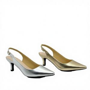 Zapatos de Mujer Elegantes Dorados y Plateados, Finos, de Color Sólido, con Punta Puntiaguda, Tobillo Descubierto, Cómodos, a la Moda, para Verano y Otoño - Product Image 3