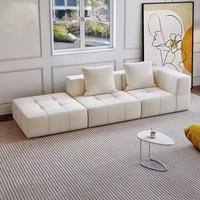 Conjunto de Sofá Seccional de Tela Blanca Moderna en Forma de L, Sofá Modular para Sala de Estar