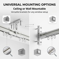 Rail de rideau manuel télescopique de luxe haut de gamme |   Rail réglable en acier au manganèse haute densité, durable, écologique, moderne