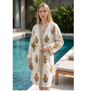 Wholesale Supply <b>Waffle</b> Bath Robe Lightweight Breathable Cotton Spa Gown with Belt for Hotel Resort Use Available For Sale - Product Image 1