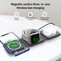Chargeur Sans Fil Magnétique Pliable 3-en-1, Station de Recharge de Voyage pour iPhone, Adaptateur Secteur