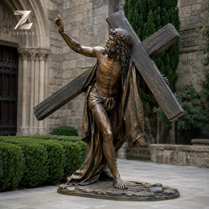 Escultura de Jesús Cargando la Cruz en Bronce Fundido a Mano, Estatua Cristiana de Tamaño Real para Iglesia, Catedral, Monasterio y Proyectos Religiosos - Product Image 1