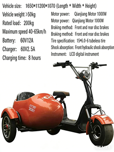 Nuevo Triciclo Eléctrico de <span class=keywords><strong>Tres</strong></span> <span class=keywords><strong>Ruedas</strong></span> para Adultos, Venta al por Mayor, con Cesta de Carga Lateral, Estilo Robusto, Motocicleta Eléctrica de Carreras - Product Image 6